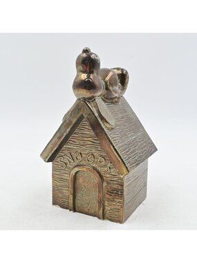 Leonard Peanuts Snoopy Doghouse Coin Bank Metal Vintage 1958 No Stopper